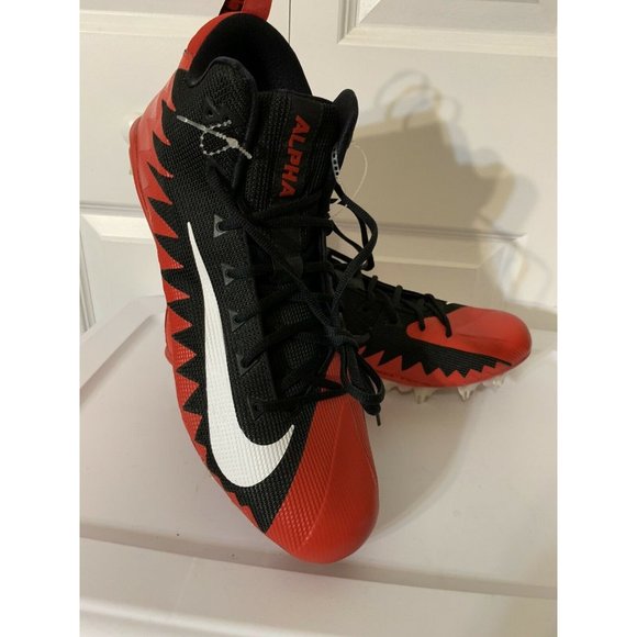 New Nike Alpha Menace Pro Mid Football Cleats Red/Black (922813-018) Men Size 16 - Picture 1 of 10